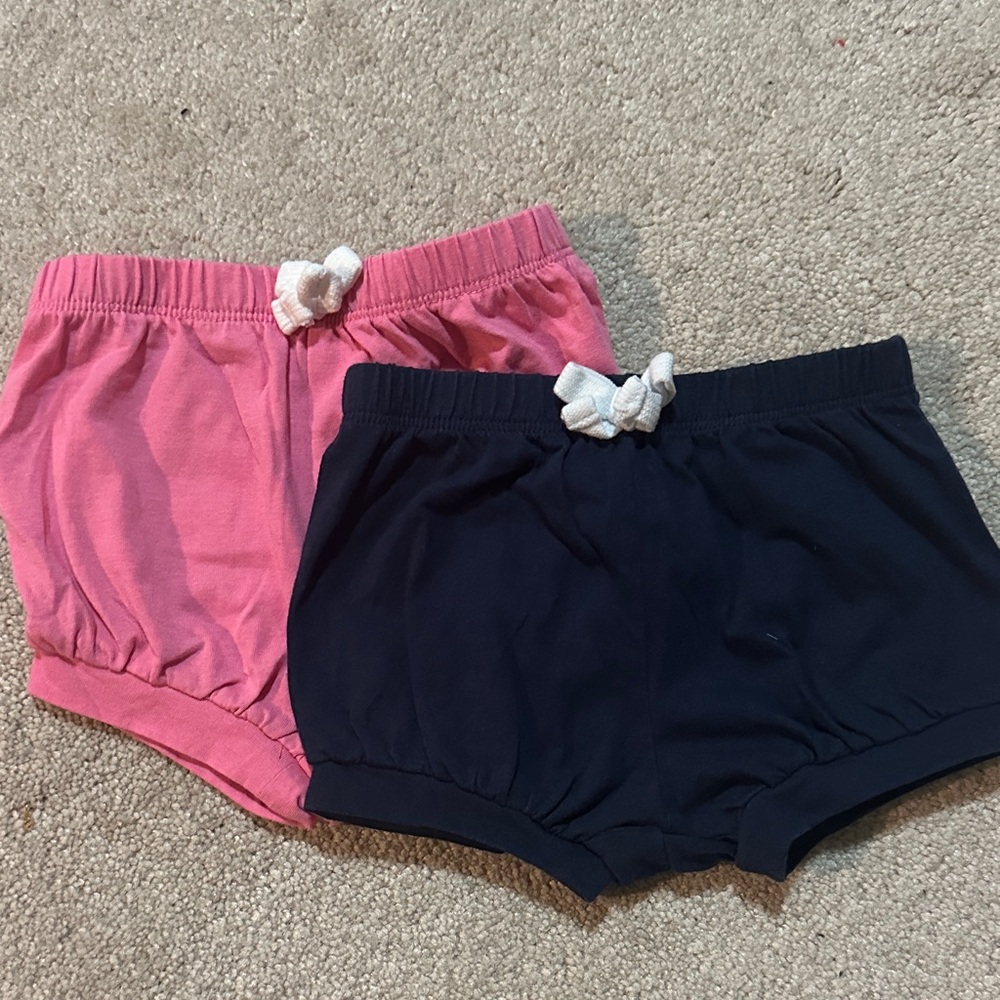 Baby Girls Knit Bloomer Shorts - Pink & Navy
